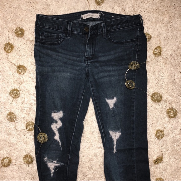 dark wash ripped jeggings - Picture 2 of 7